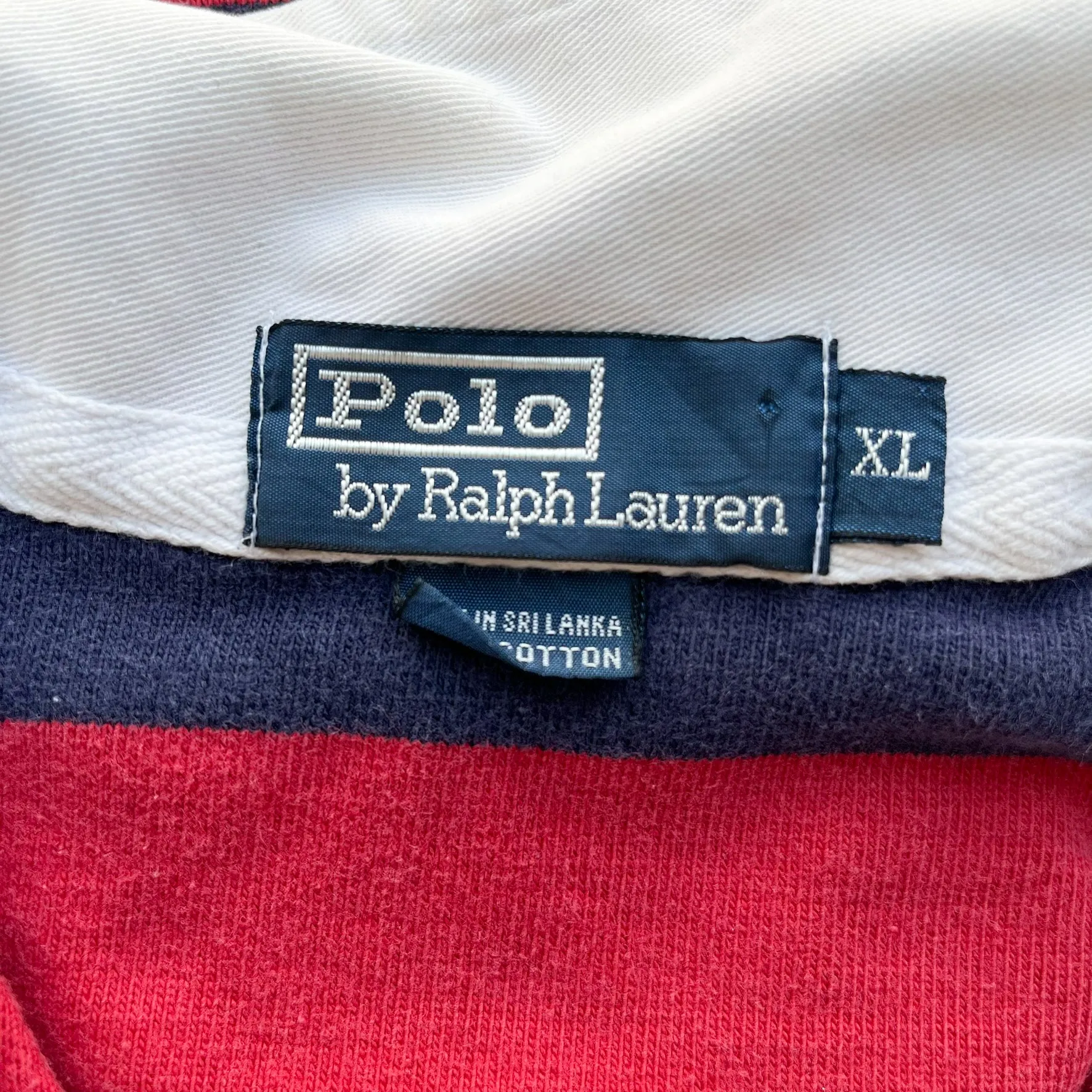 F- Vintage Polo Ralph Lauren Navy/Red Stripped Rugby Shirt sold by HG Vintage product image thumbnail 3