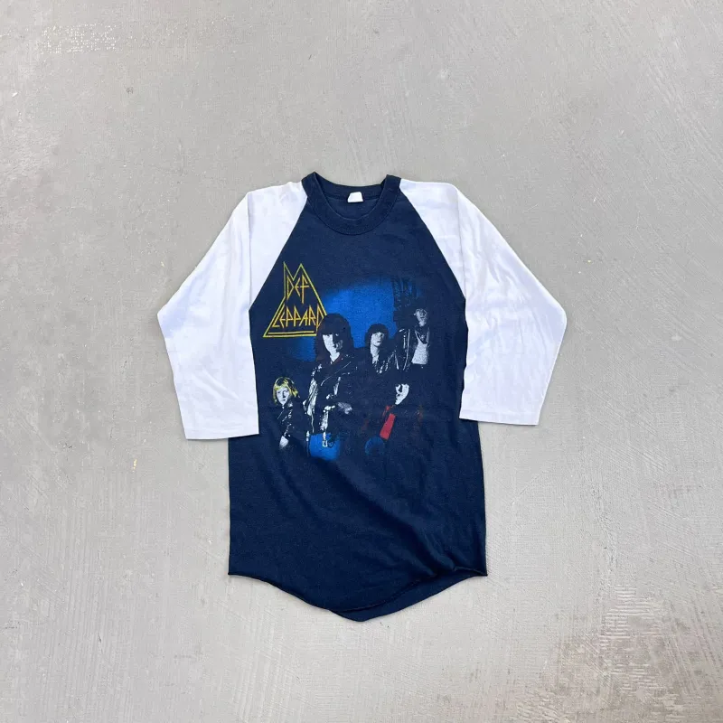 F- Vintage Def Leppard Rock Brigade Baseball Raglan Single Stitch Tee sold by HG Vintage