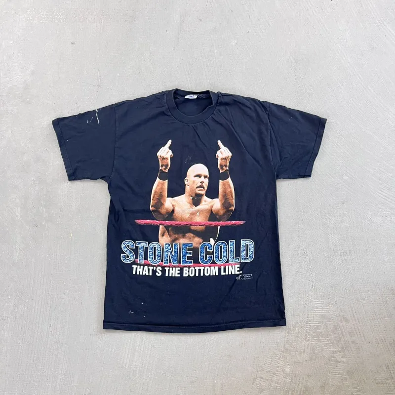 F- Vintage '98 WWE Stone Cold And Thats The Bottom Line Graphic Tee sold by HG Vintage