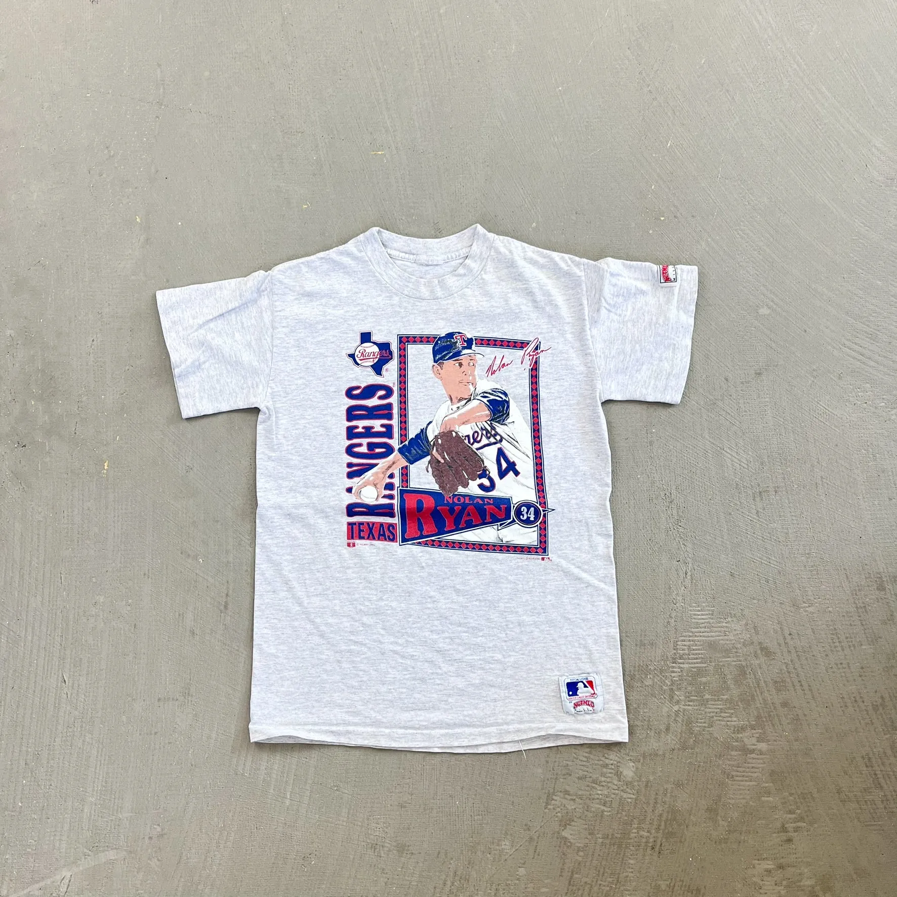 F- Vintage '91 Texas Rangers MLB Nolan Ryan Picture Single Stitch Tee sold by HG Vintage