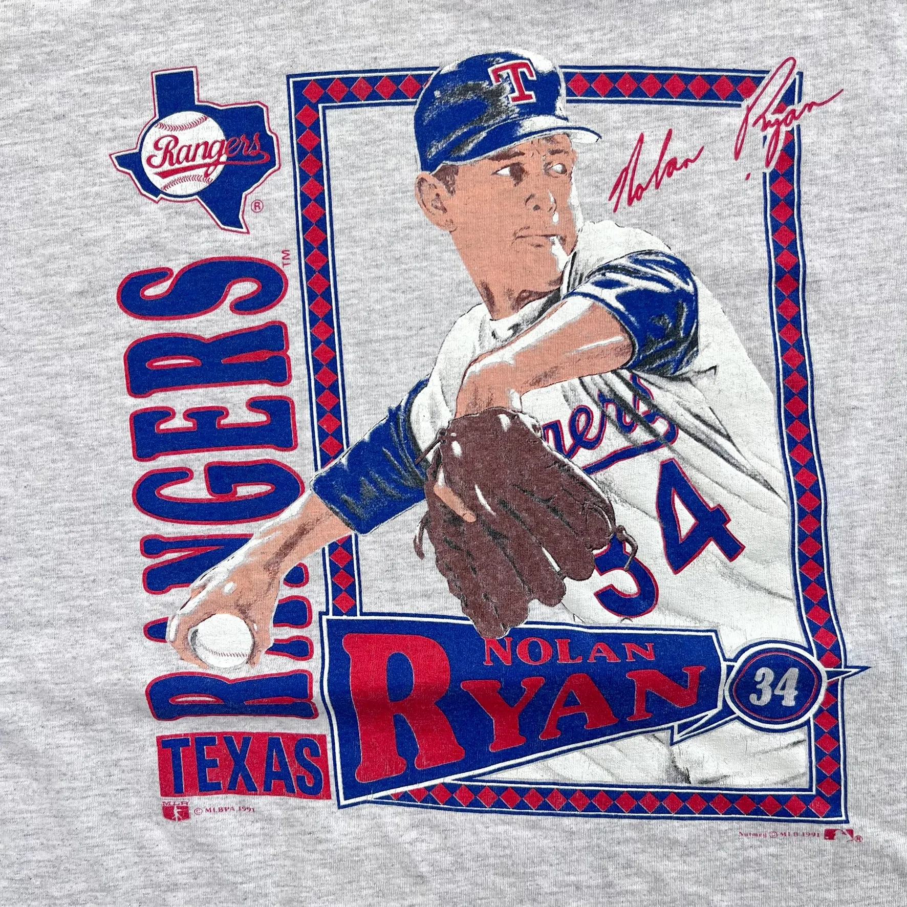 F- Vintage '91 Texas Rangers MLB Nolan Ryan Picture Single Stitch Tee sold by HG Vintage product image thumbnail 2