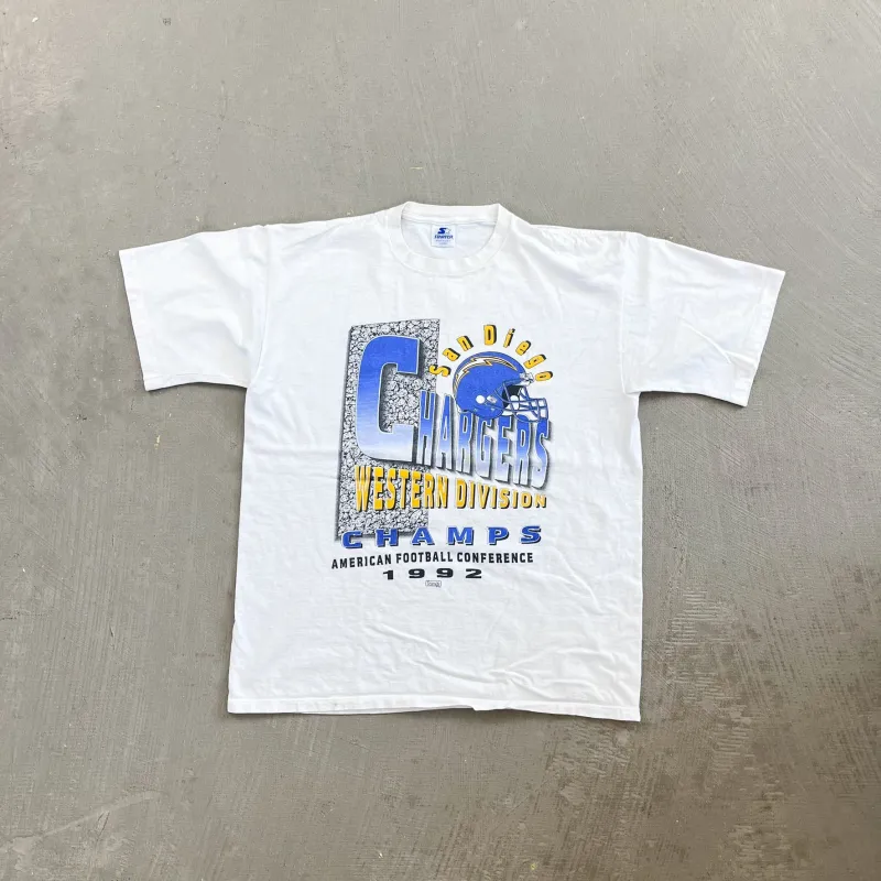 F- Vintage '92 San Diego Chargers NFL Starter Western Division Champions Single Stitch Tee sold by HG Vintage