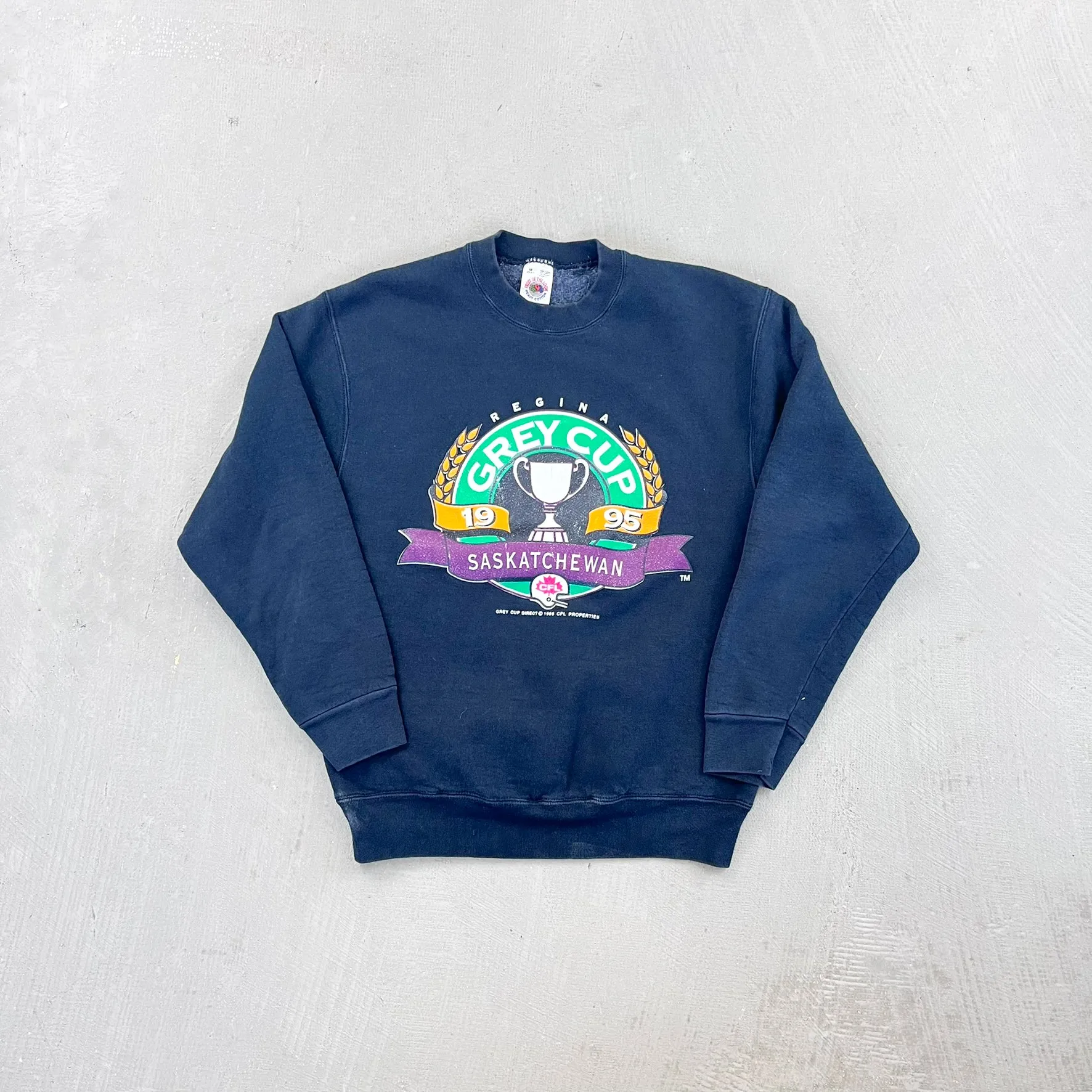 F- Vintage '95 CFL Grey Cup Regina Text Crewneck sold by HG Vintage