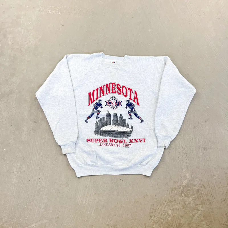 F- Vintage '92 NFL Super Bowl 26 Minnesota Graphic Crewneck sold by HG Vintage