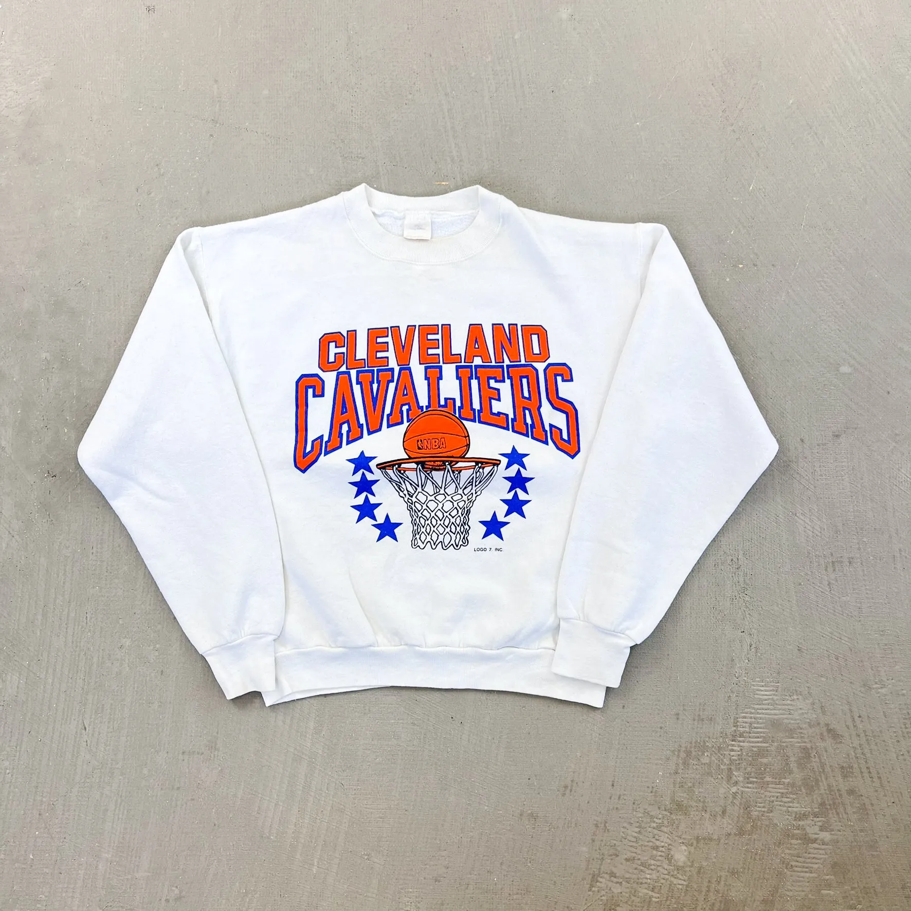 F- Vintage Cleveland Cavaliers NBA Logo 7 Text & Basketball Hoop Crewneck sold by HG Vintage