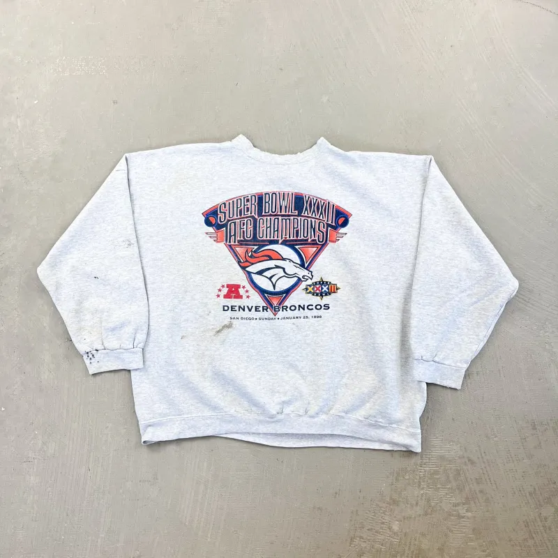F- Vintage '98 Denver Broncos AFC Champions NFL Logo Athletic Crewneck sold by HG Vintage