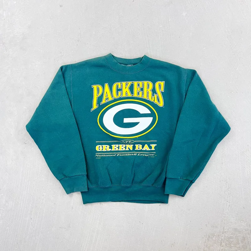 F- Vintage '97 Green Bay Packers NFL Lee Text Crewneck sold by HG Vintage