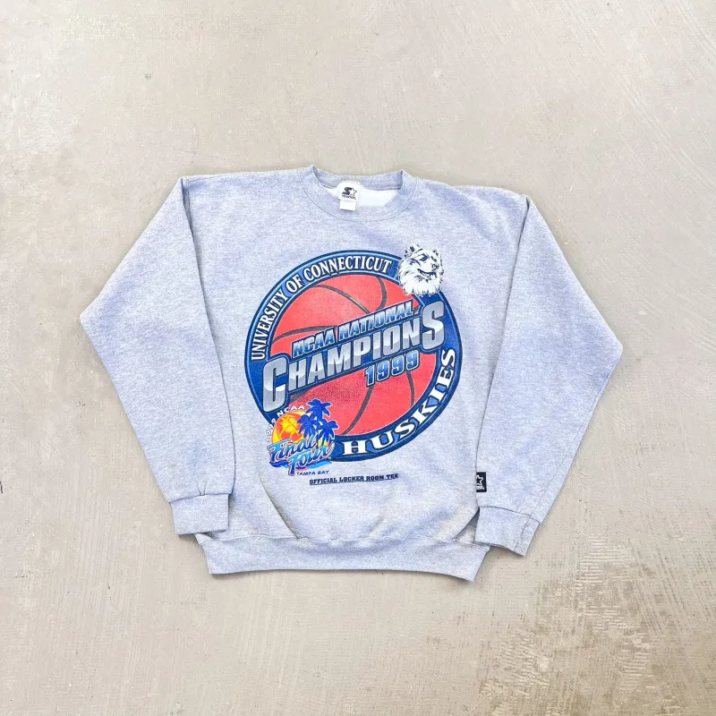 F- Vintage '99 NCAA Starter University Of Connecticut Huskies Champions Crewneck sold by HG Vintage