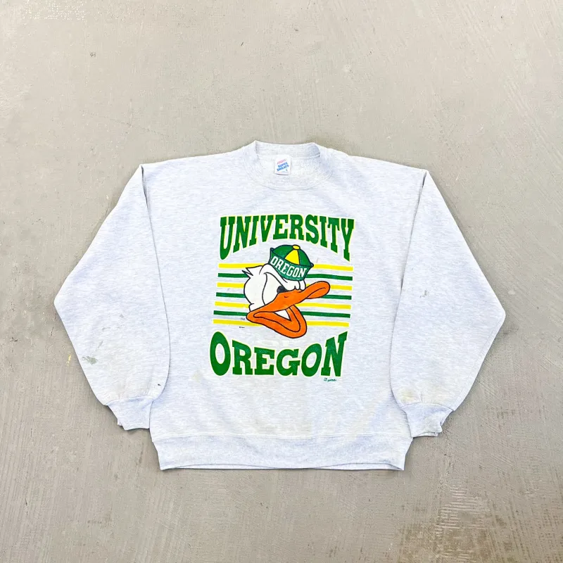 F- Vintage '91 University Of Oregon Ducks Logo & Text Crewneck sold by HG Vintage