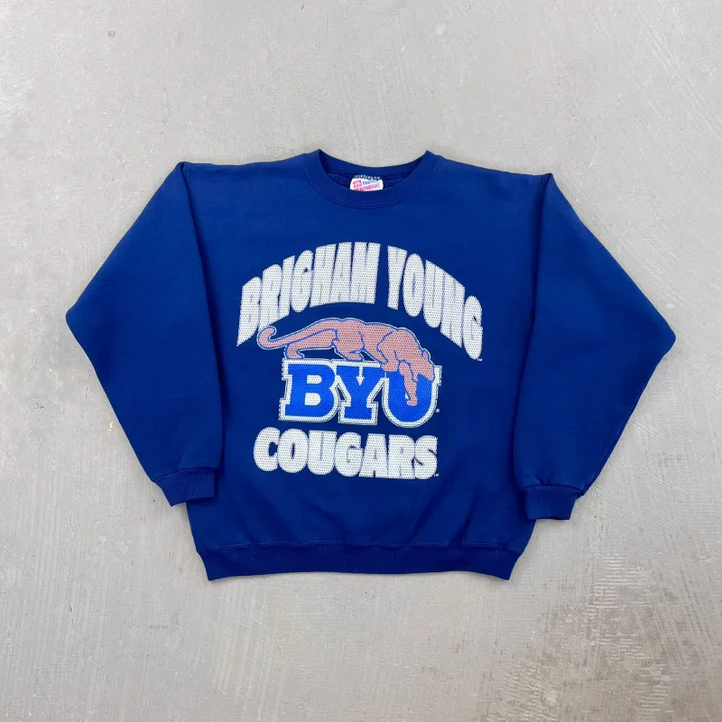 F- Vintage Birmingham Young University Mascot & Text Hanes Heavyweight Crewneck sold by HG Vintage