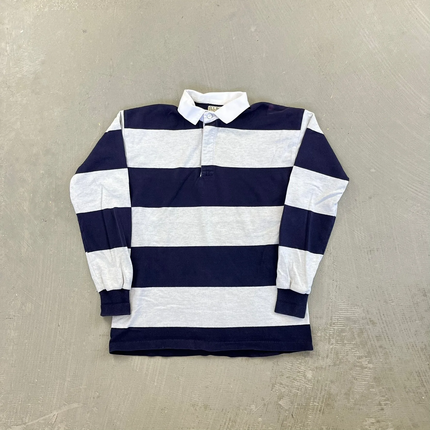 F- Vintage LL Bean Grey/Navy Stripped Rugby Shirt sold by HG Vintage