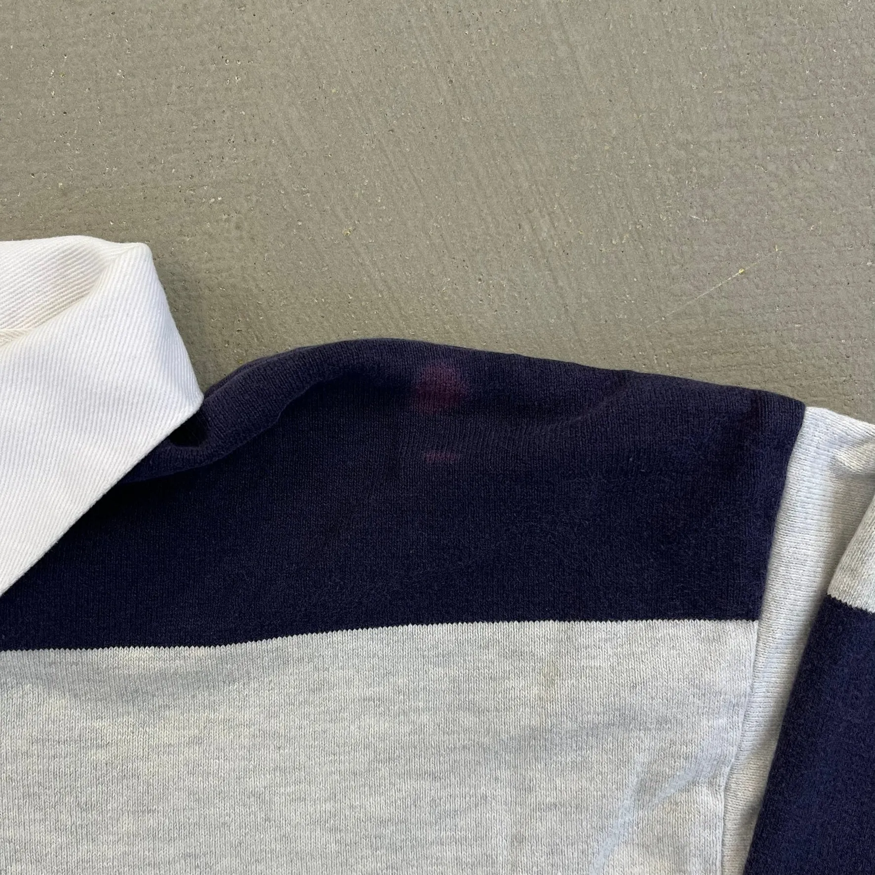 F- Vintage LL Bean Grey/Navy Stripped Rugby Shirt sold by HG Vintage product image thumbnail 2