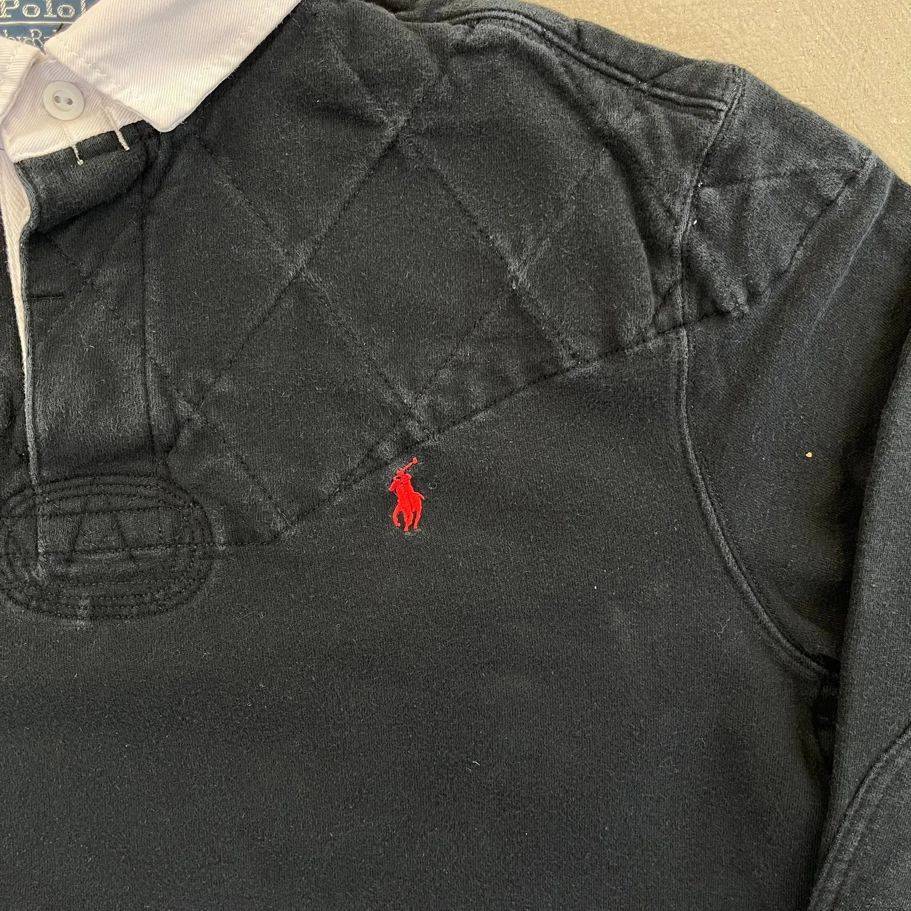 F- Ralph Lauren Polo Black Elbow Pad Rugby Shirt sold by HG Vintage product image thumbnail 2