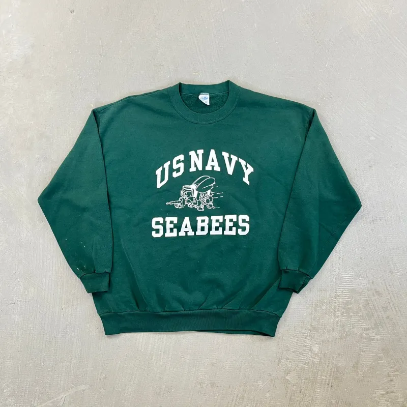 F- Vintage US Navy Seabees Battalion Graphic Crewneck sold by HG Vintage