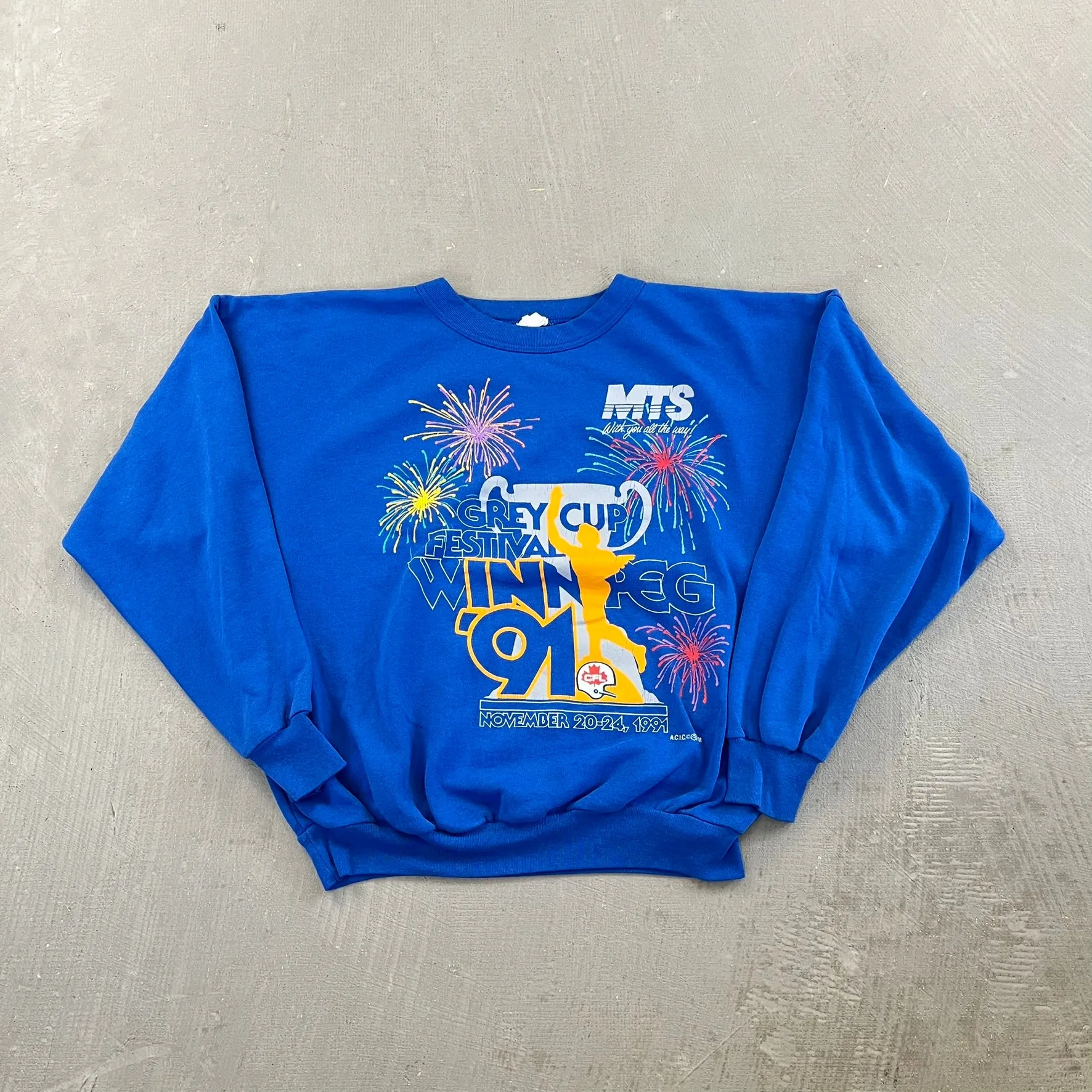 F- Vintage '91 CFL Grey Cup Festival Winnipeg Crewneck sold by HG Vintage