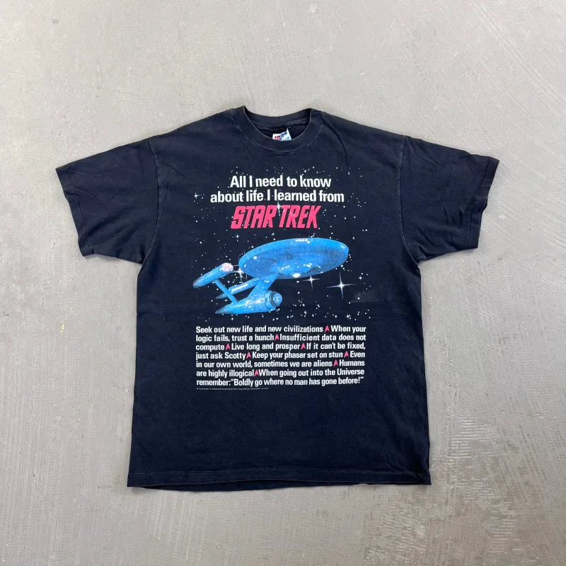 F- Vintage '94 Star Trek Text & Graphic Single Stitch Tee sold by HG Vintage