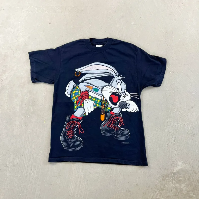 F- Vintage '93 Looney Tunes Bugs Bunny Rapping Graphic Single Stitch Tee made by HG Vintage