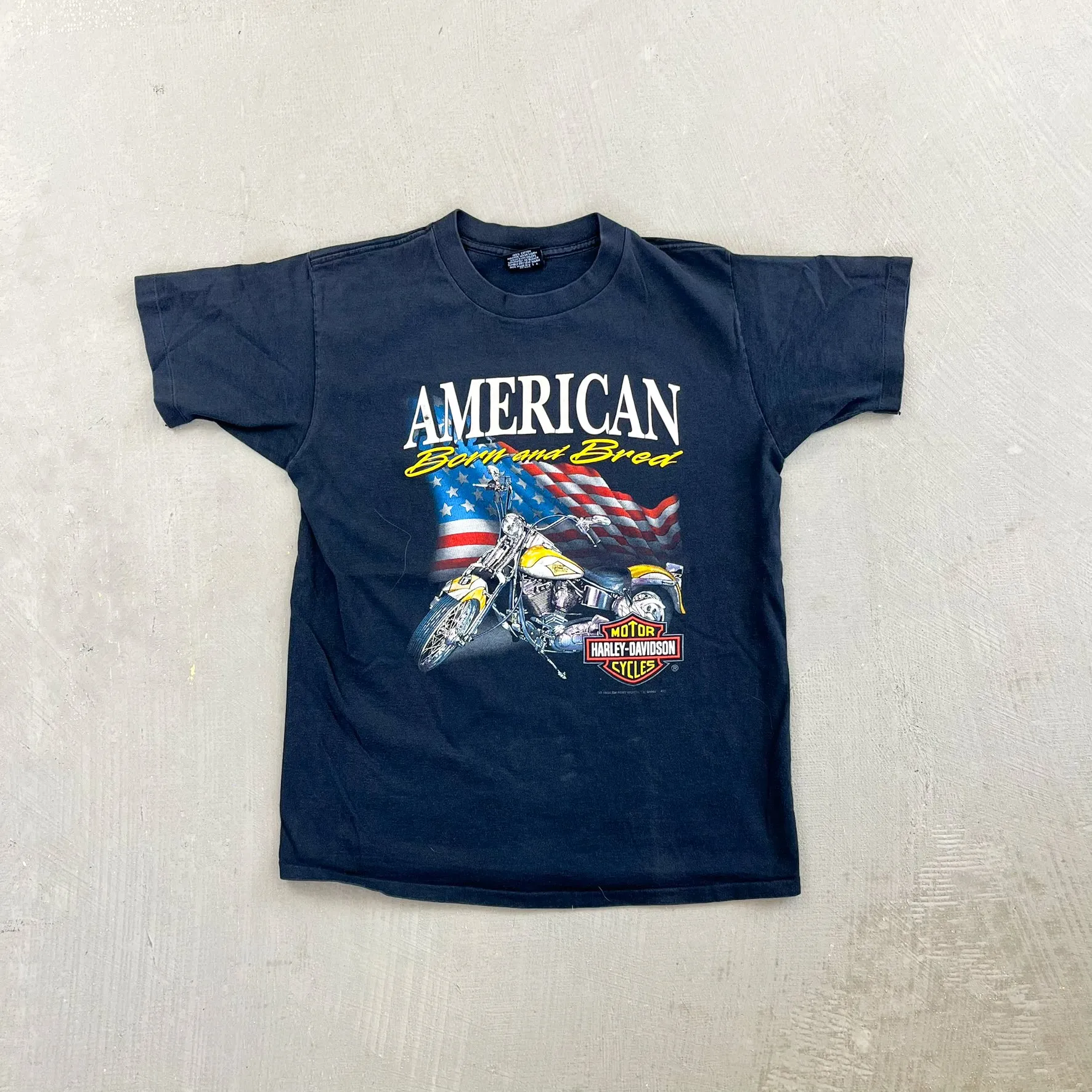 F- Vintage '92 Harley Davidson Kamloops BC Canada American Born & Breed Single Stitch Tee sold by HG Vintage