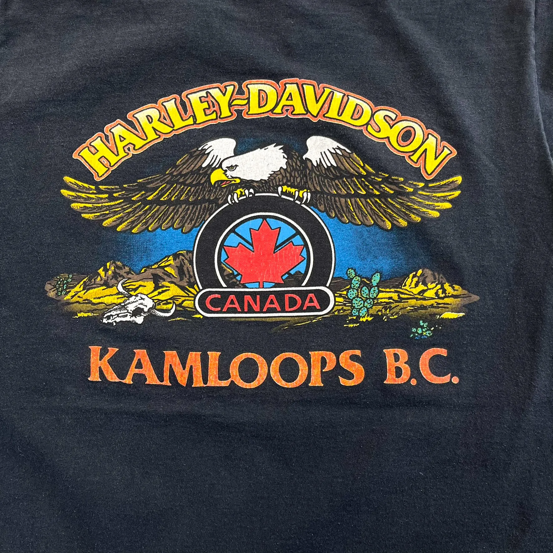 F- Vintage '92 Harley Davidson Kamloops BC Canada American Born & Breed Single Stitch Tee sold by HG Vintage product image thumbnail 5