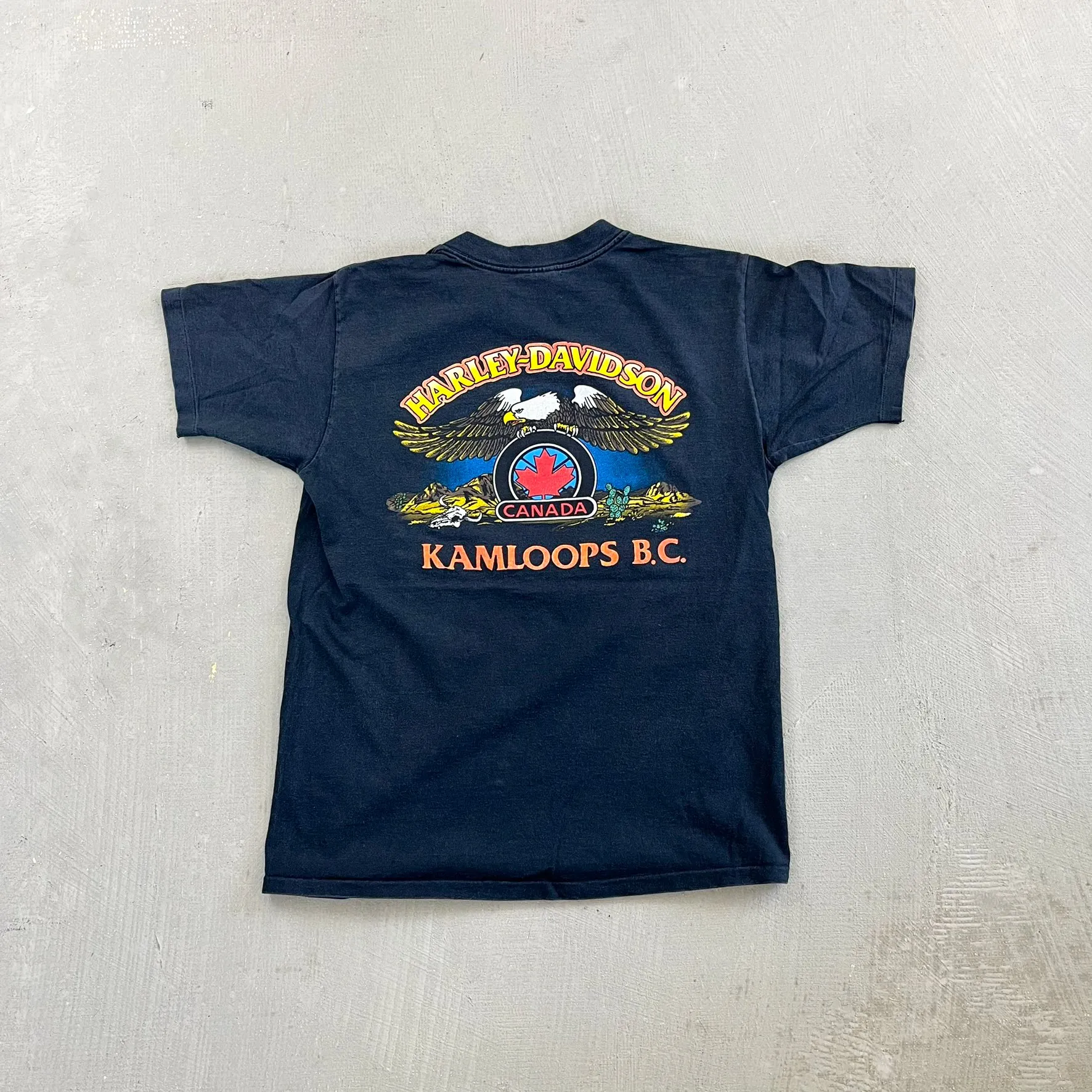 F- Vintage '92 Harley Davidson Kamloops BC Canada American Born & Breed Single Stitch Tee sold by HG Vintage product image thumbnail 4