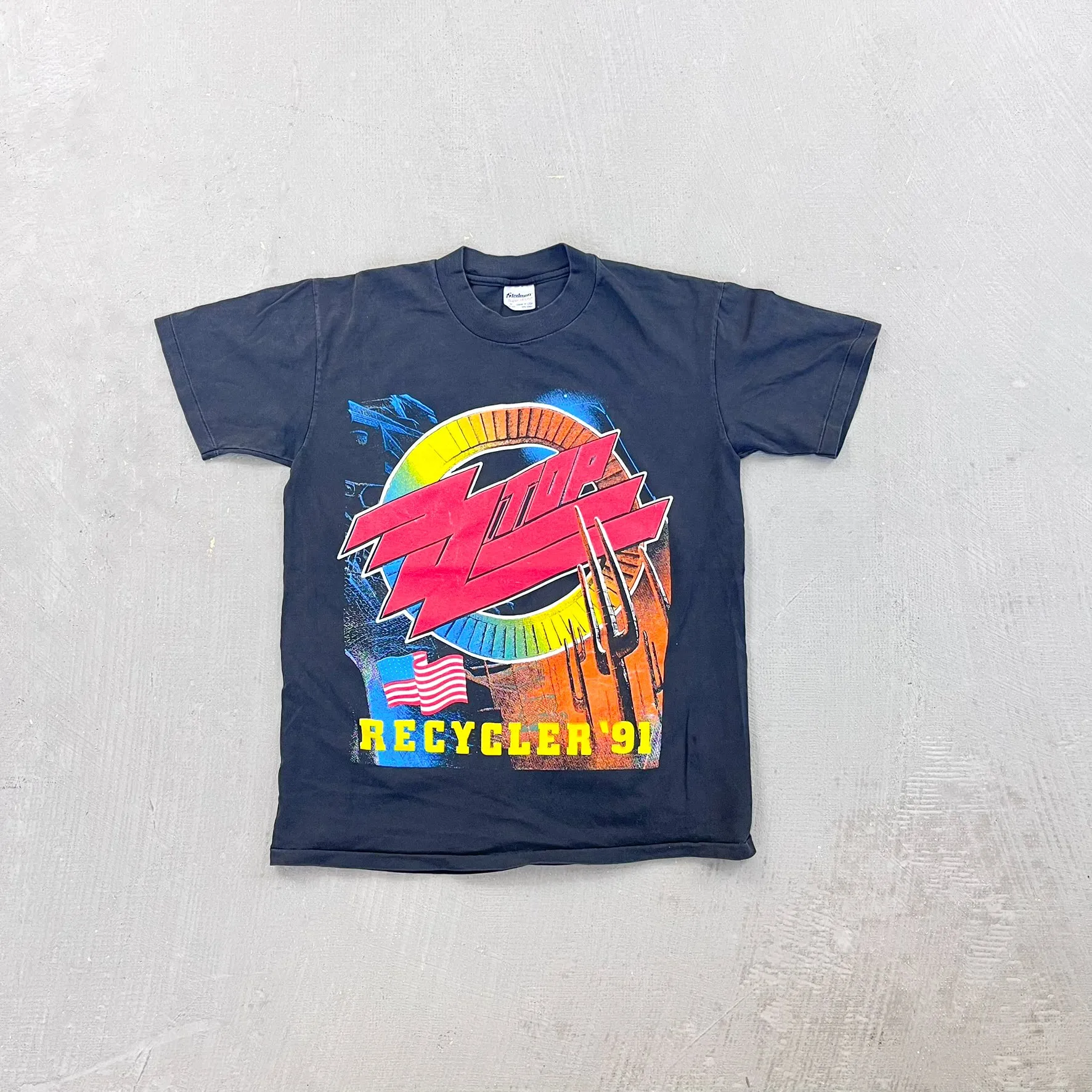 F- Vintage '91 ZZ Top Recycler Tour Graphic Single Stitch Tee sold by HG Vintage