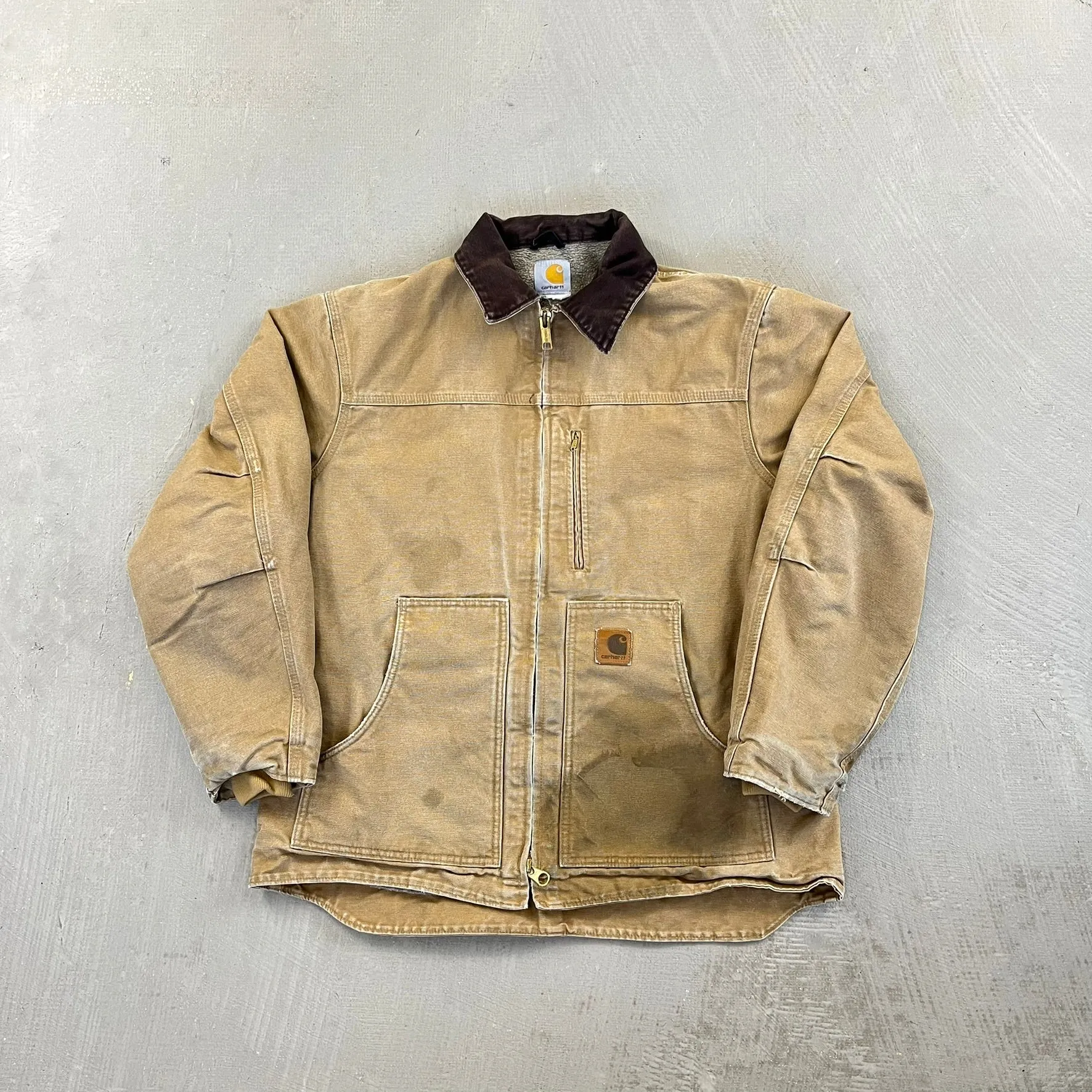 F- Carhartt Insulated Detroit Dark Tan Work Jacket sold by HG Vintage