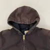F- Carhartt Canvas Duck Hooded Insulated Brown Work Jacket sold by HG Vintage