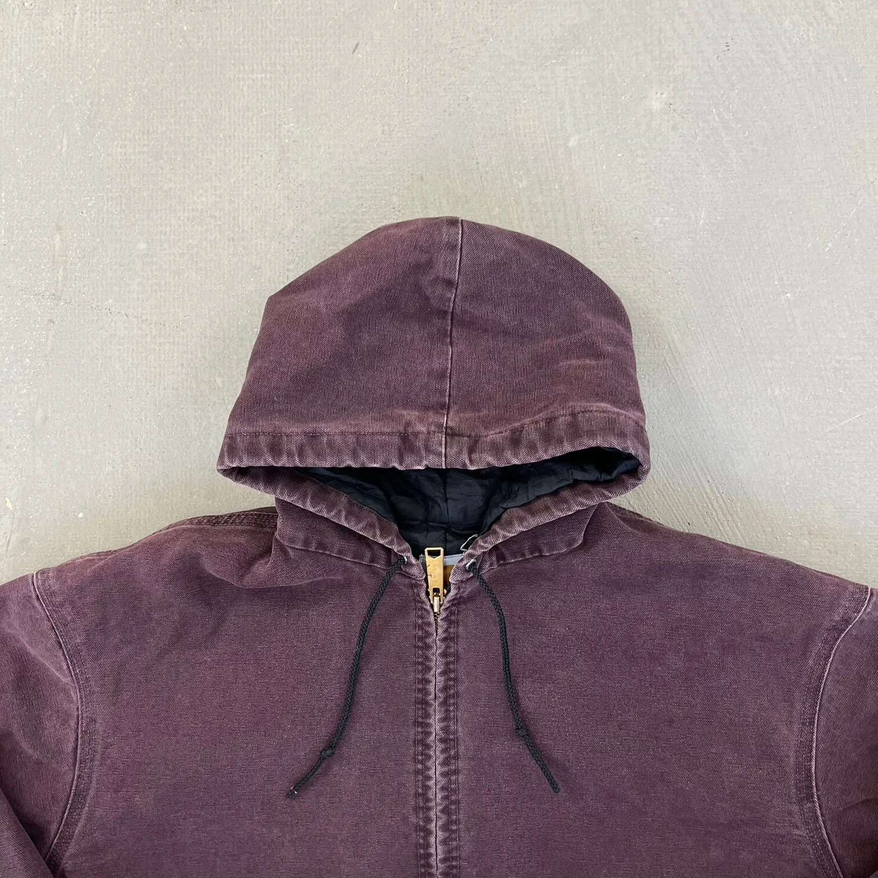 F- Vintage Carhartt Canvas Duck Hooded Insulated Maroon Work Jacket sold by HG Vintage product image thumbnail 3
