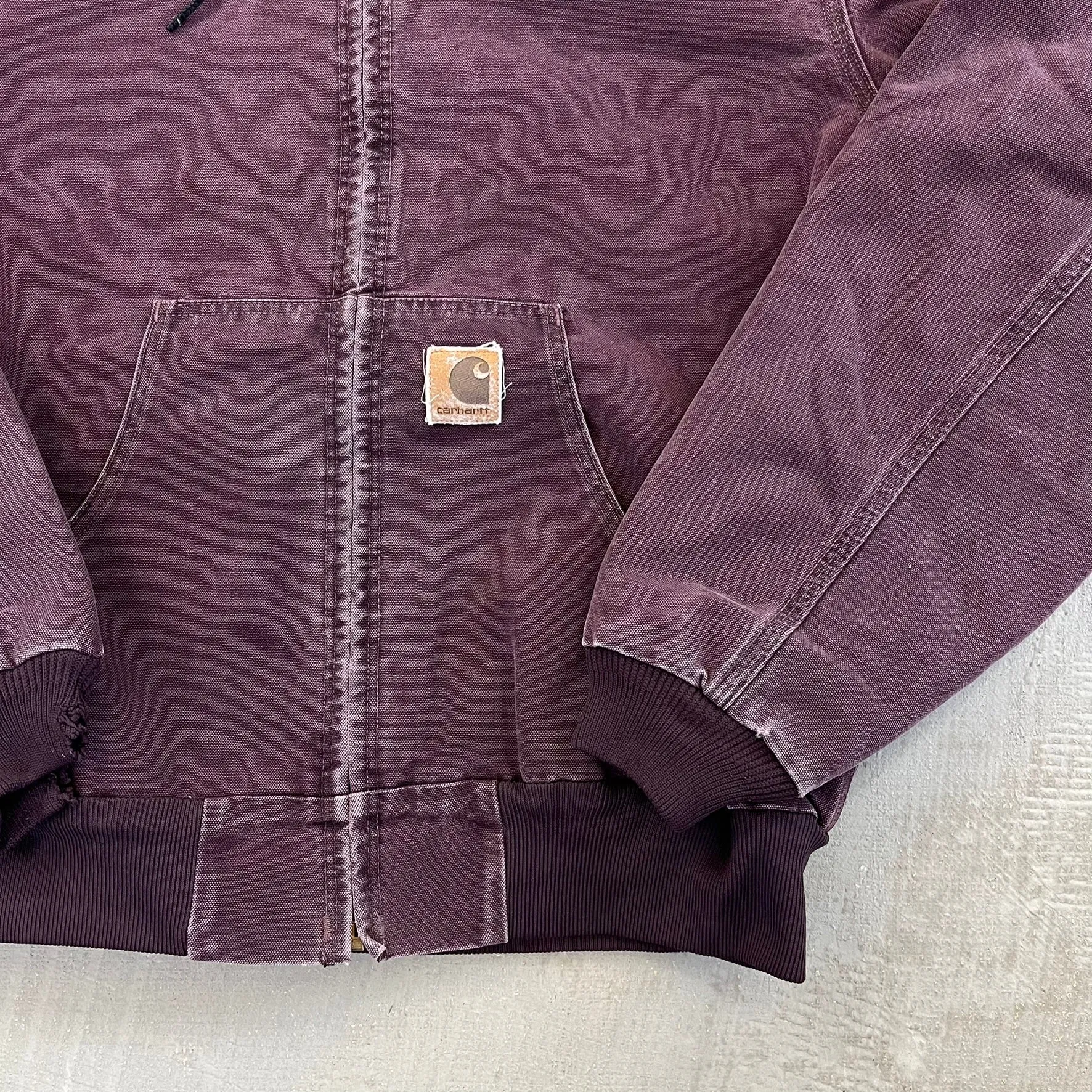 F- Vintage Carhartt Canvas Duck Hooded Insulated Maroon Work Jacket sold by HG Vintage product image thumbnail 2