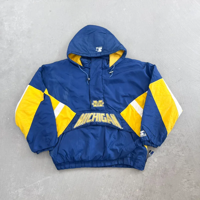 F- Vintage University Of Michigan Starter Anorak Hooded Winter Jacket sold by HG Vintage