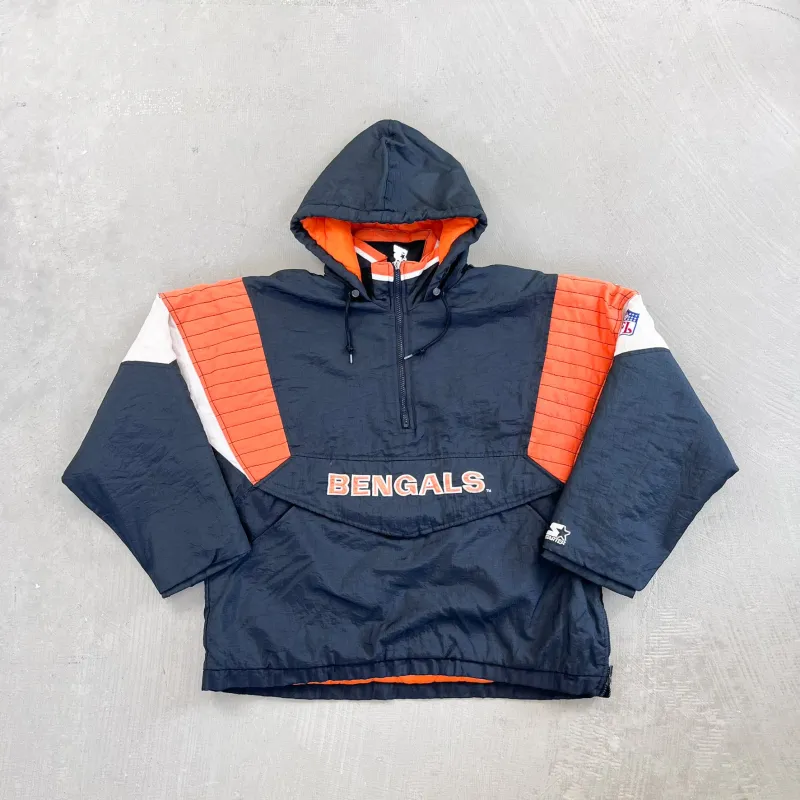 F- Vintage Cincinnati Bengals NFL Starter Anorak Hooded Winter Jacket sold by HG Vintage