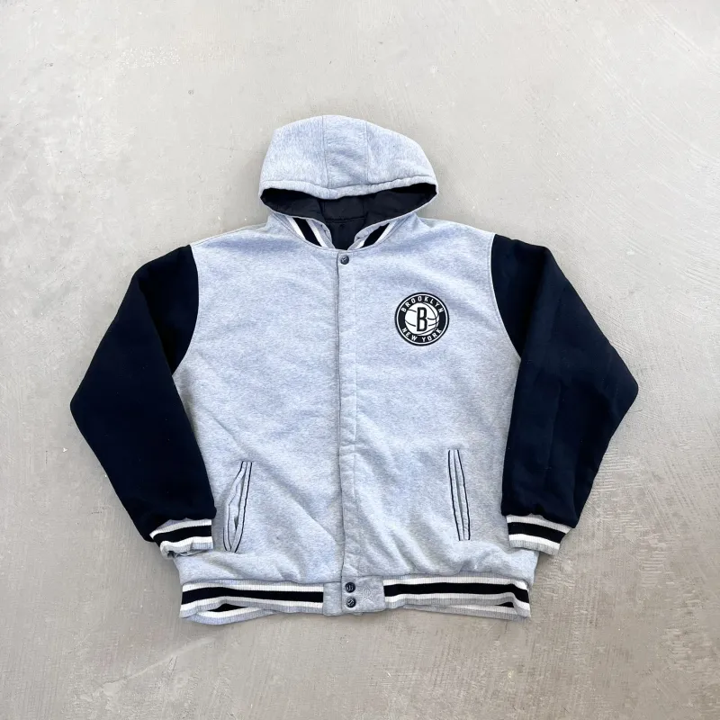 F- Vintage Brooklyn Nets Jeff Hamilton Design Reversible Hooded Jacket sold by HG Vintage