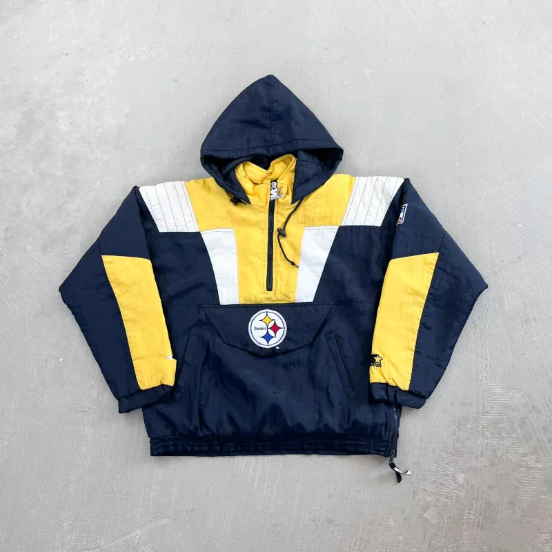 F- Vintage Pittsburgh Steelers NFL Starter Anorak Hooded Winter Jacket sold by HG Vintage