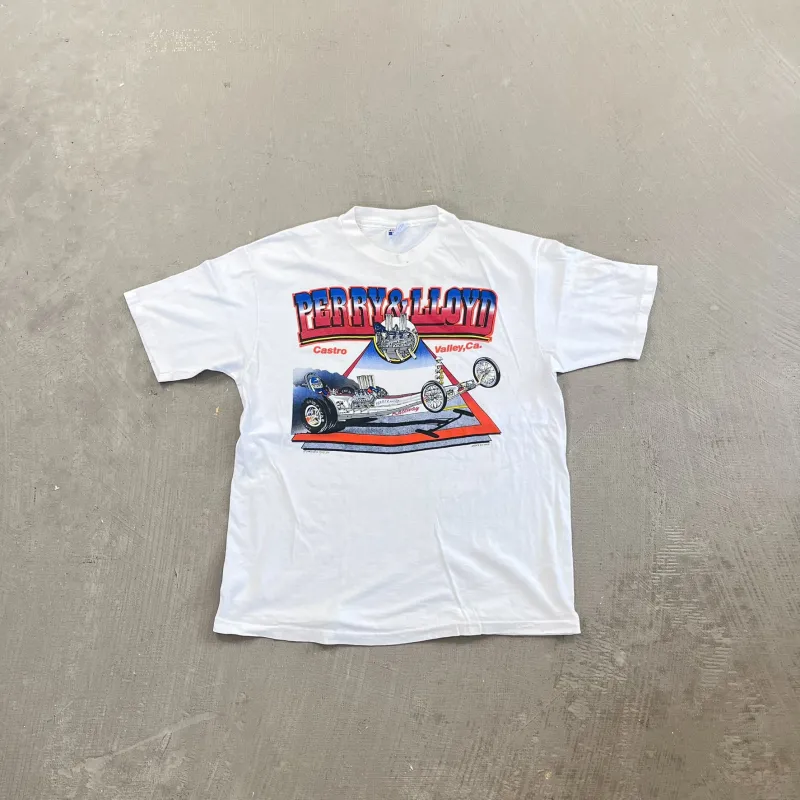 F- Vintage '89 Perry & Lloyd Racing Car Graphic Single Stitch Tee made by Nascar