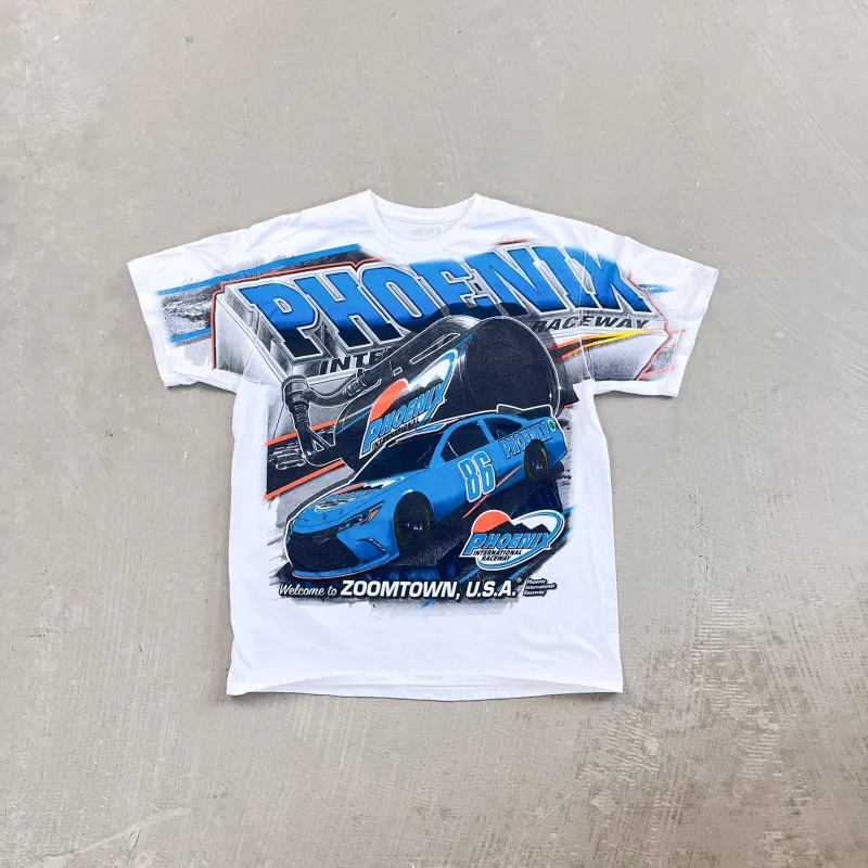 F- Vintage Nascar Welcome To Zoomtown Phoenix International Raceway jumbo Print Tee made by Nascar