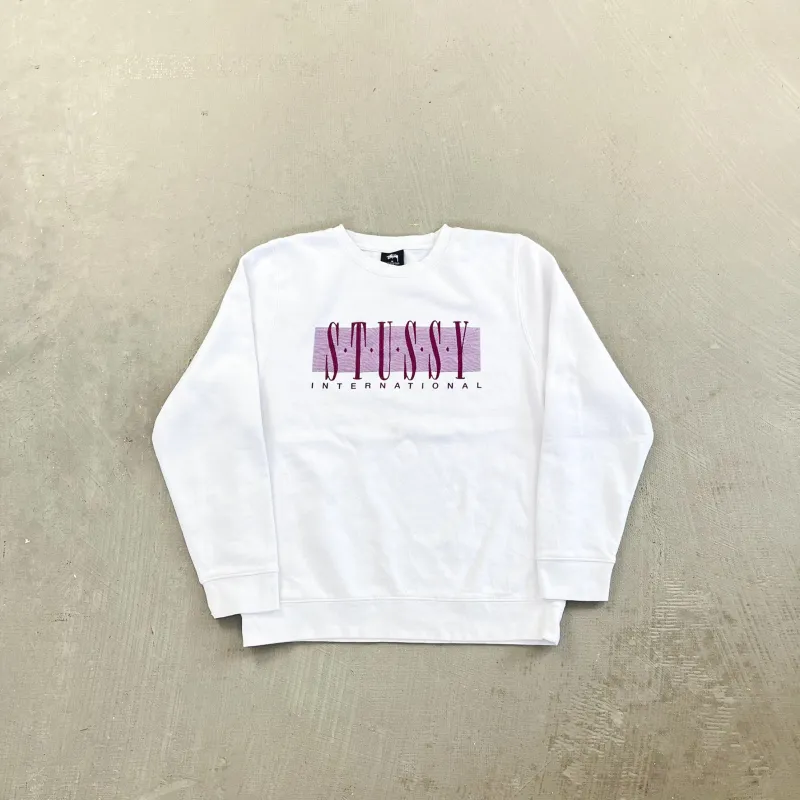 F- Stussy International Embroidered Text Crewneck made by HG Vintage