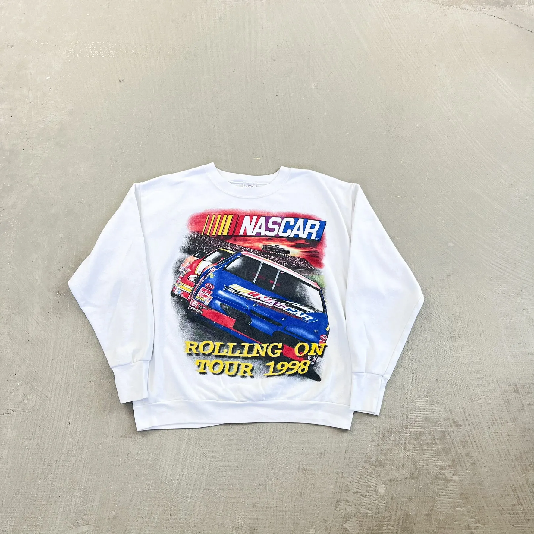 F- Vintage '98 Nascar Rolling On Tour Graphic Crewneck sold by HG Vintage