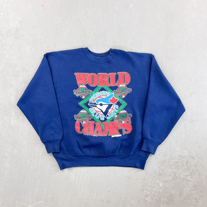 F- Vintage '92 Toronto Blue Jays World Series Champions MLB Trench Tag Crewneck sold by HG Vintage