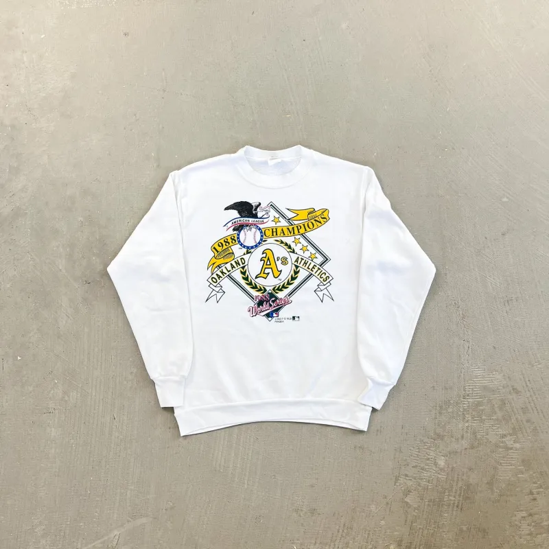 F- Vintage '88 Oakland Athletics World Series Champions MLB Logo 7 Crewneck sold by HG Vintage