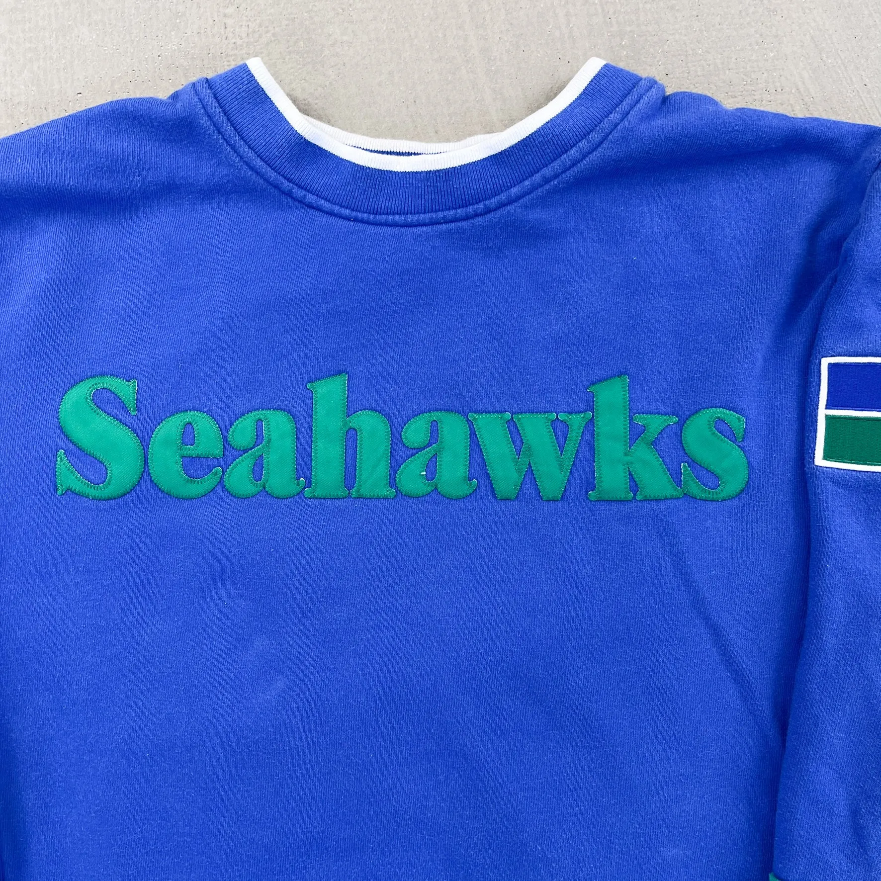 F- Seattle Seahawks NFL Mitchell & Ness Embroidered Text Crewneck sold by HG Vintage product image thumbnail 2