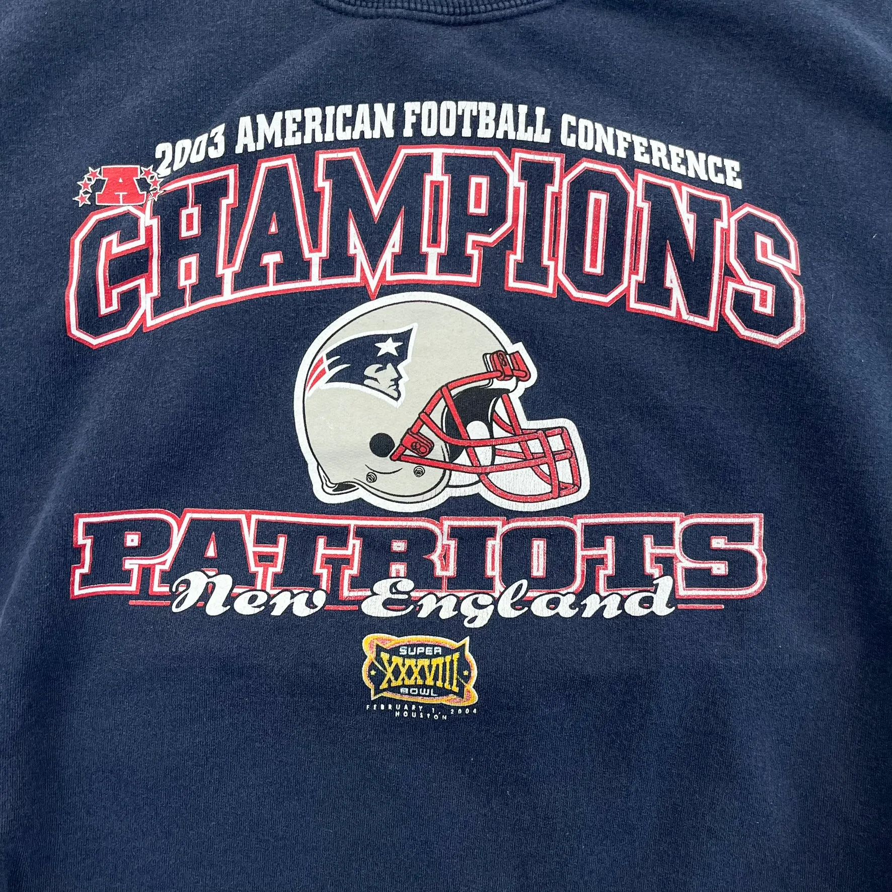 F- Vintage '03 AFC Champs Patriots NFL Text Crewneck sold by HG Vintage product image thumbnail 2