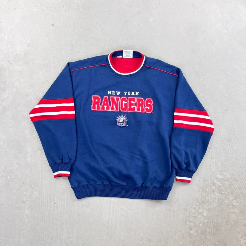 F- Vintage New York Rangers NHL Lee Embroidered Text Crewneck sold by HG Vintage