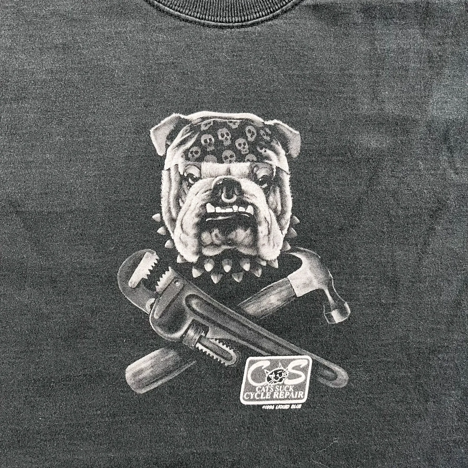 F- Vintage '96 Liquid Blue Cat Sucks Motorcycle Shop Graphic tee sold by HG Vintage product image thumbnail 2