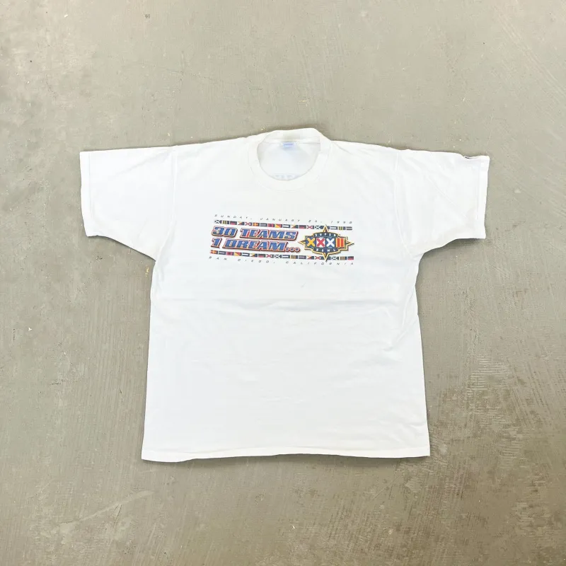F- Vintage '98 Super Bowl 32 NFL Por Player Text & Graphic Tee sold by HG Vintage
