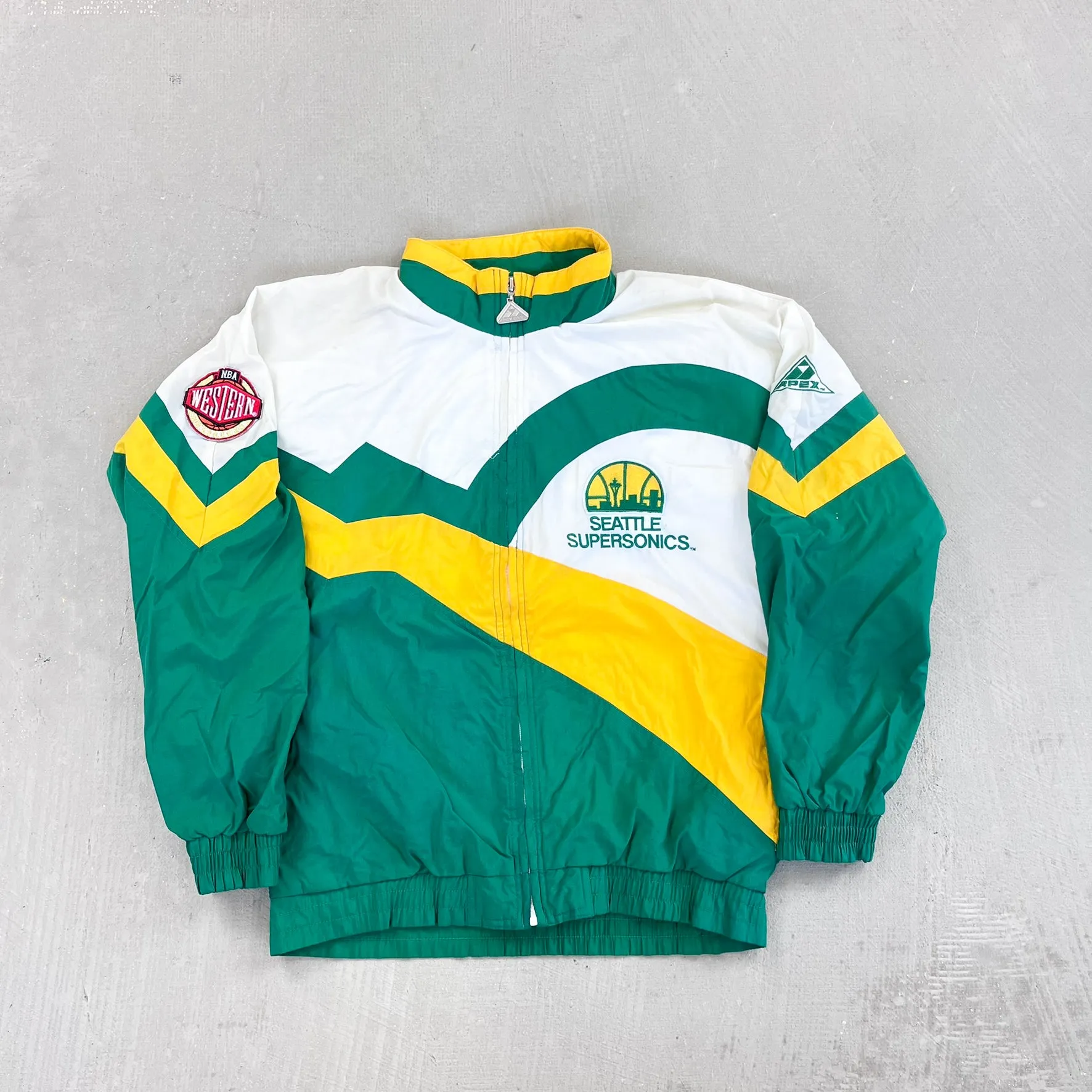 F- Vintage Seattle Supersonics NBA Apex One Zip Up Windbreaker sold by HG Vintage