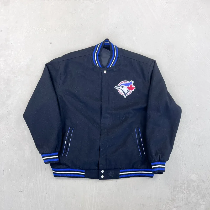 F- Vintage Jeff Hamilton Toronto Blue Jays MLB Reversible Bomber Style Jacket sold by HG Vintage