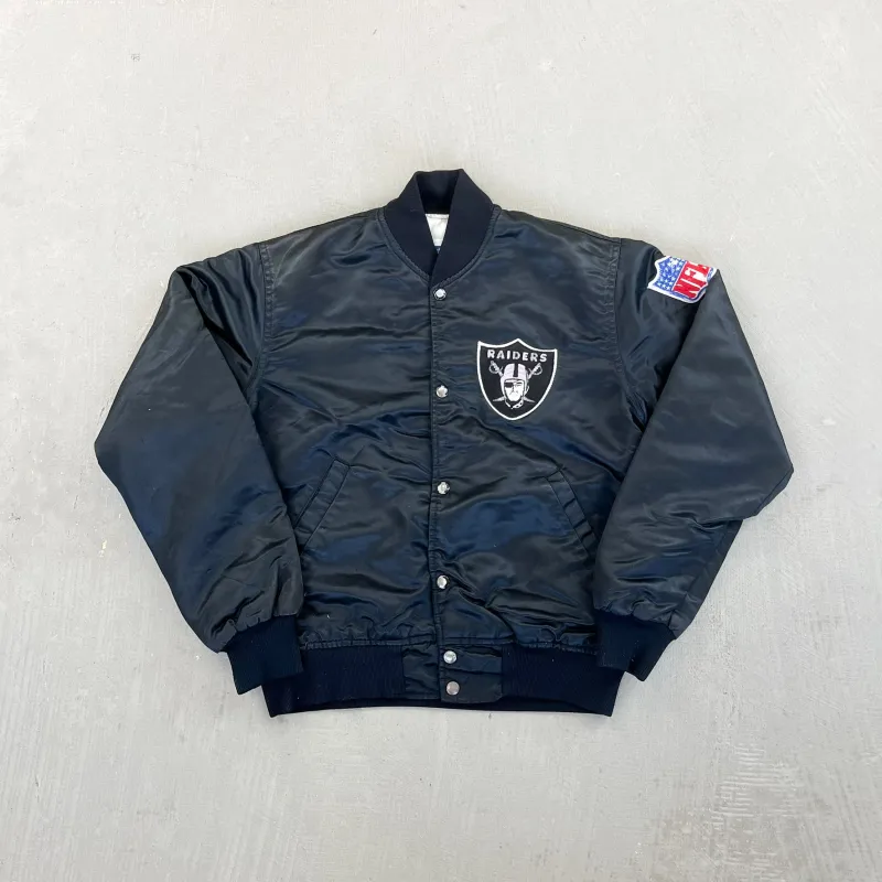F- Vintage Oakland Raiders NFL Starter Satin Bomber Jacket sold by HG Vintage