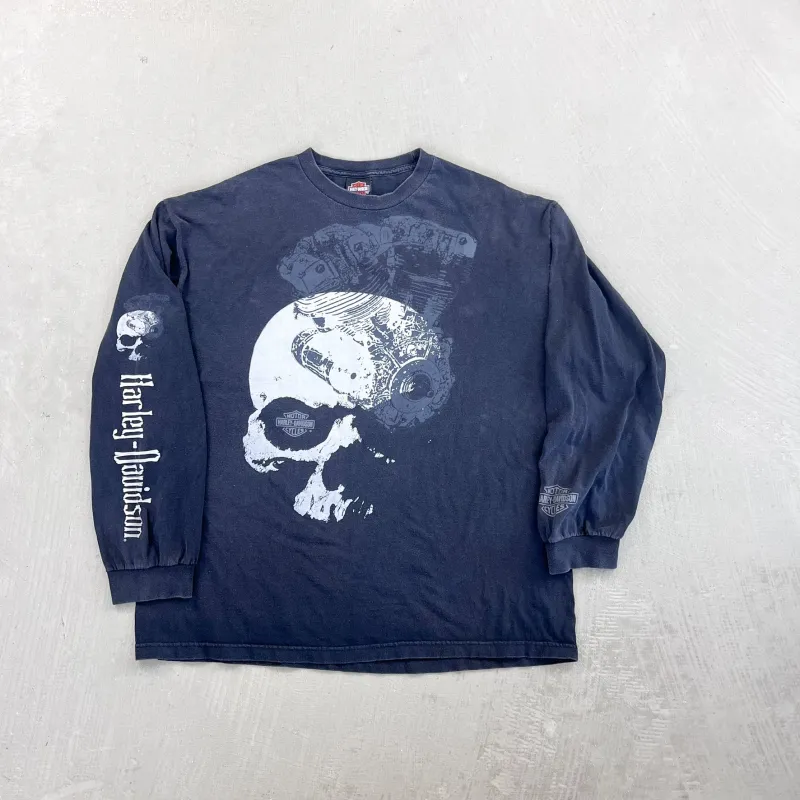 F- Vintage Harley Davidson Bahamas Skull & Logo Long Sleeve Tee sold by HG Vintage