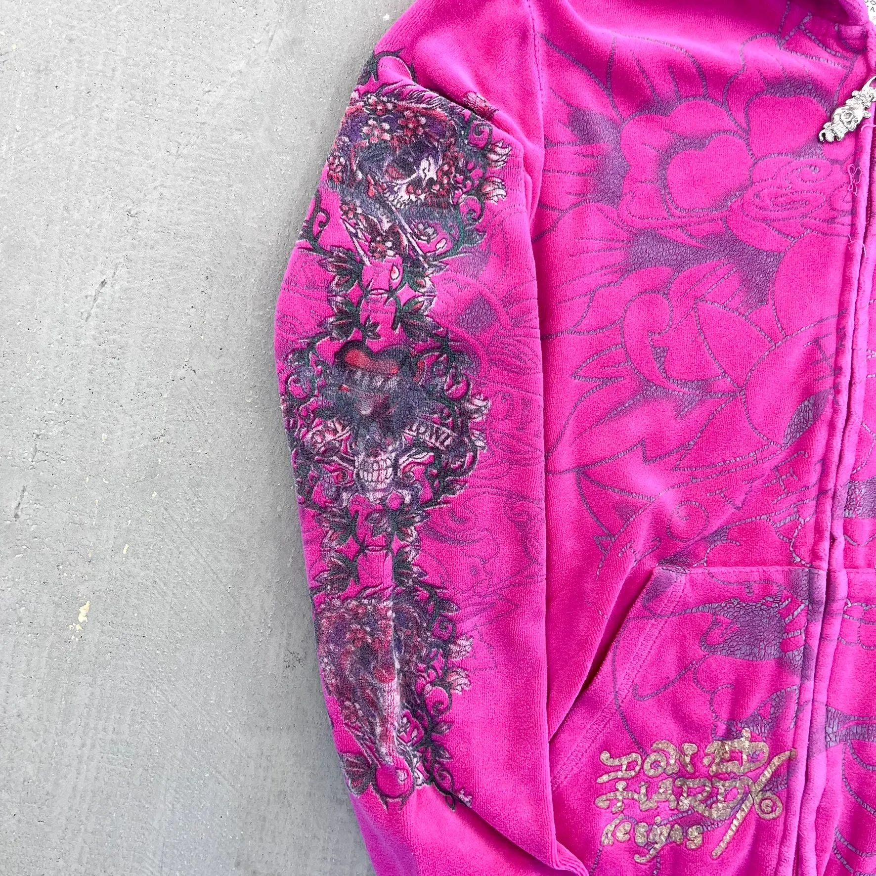 F- Vintage Ed Hardy Ladies Heart & Vines Graphic Velour Zip Up Hoodie sold by HG Vintage product image thumbnail 2