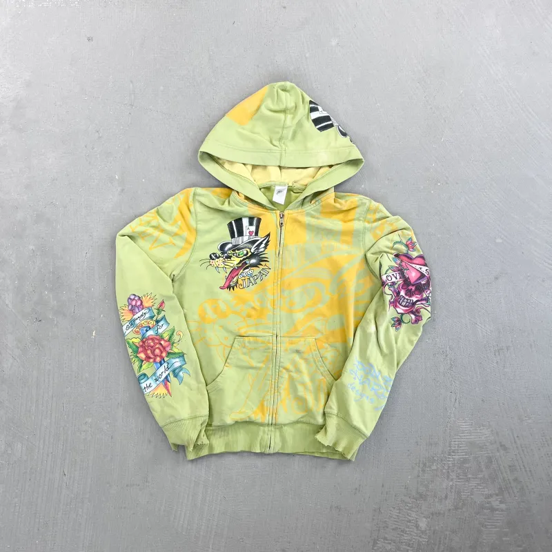 F- Vintage Ed Hardy Ladies Wolf Japan Graphic Zip Up Hoodie sold by HG Vintage